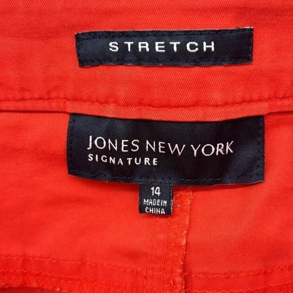 Jones New York Signature Stretch Jeans Orange 5 Pocket Zip Fall Neutral Cotton - Picture 3 of 8